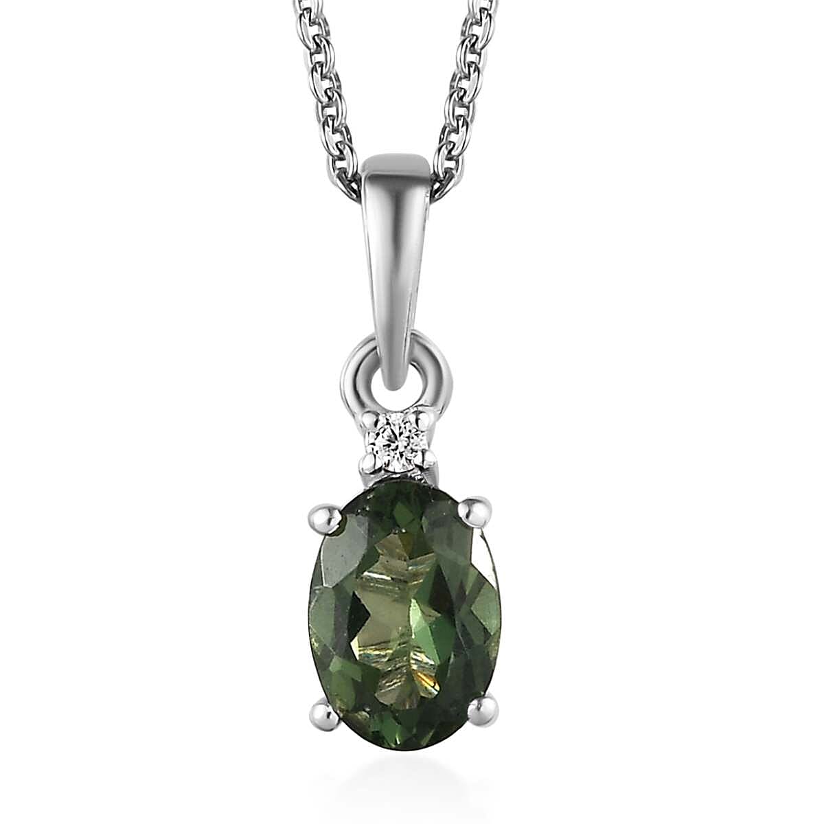 Tanzanian Natural Green Apatite and White Zircon 2.35 ctw Stud Earrings, Ring (Size 5.0) and Pendant in Platinum Over Sterling Silver