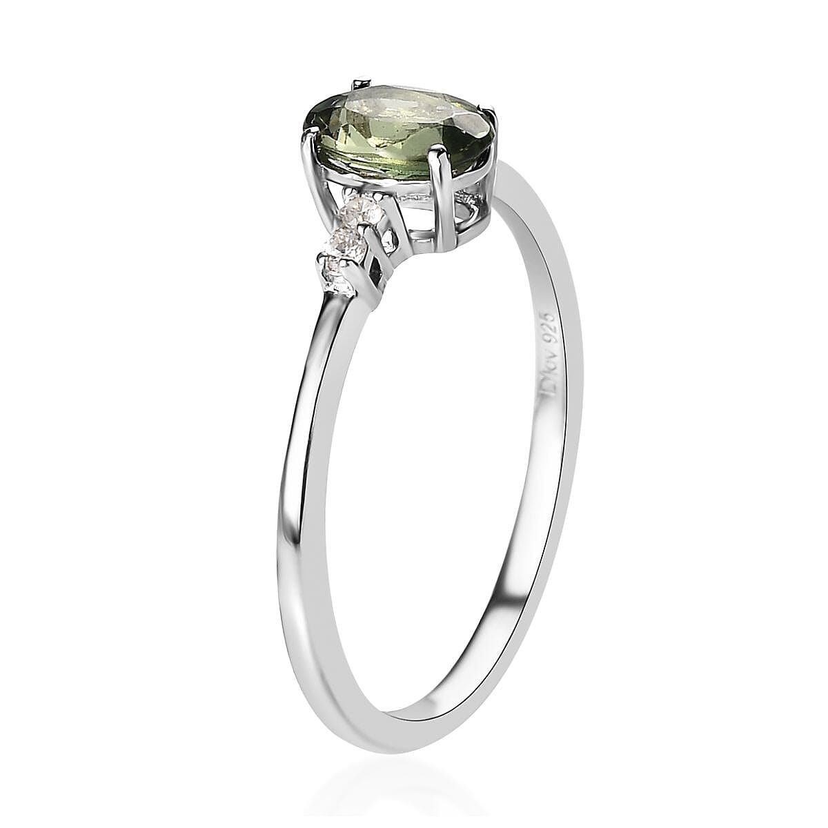 Tanzanian Natural Green Apatite and White Zircon Stud Earrings, Ring (Size 7.0) and Pendant in Platinum Over Sterling Silver 2.35 ctw image number 5