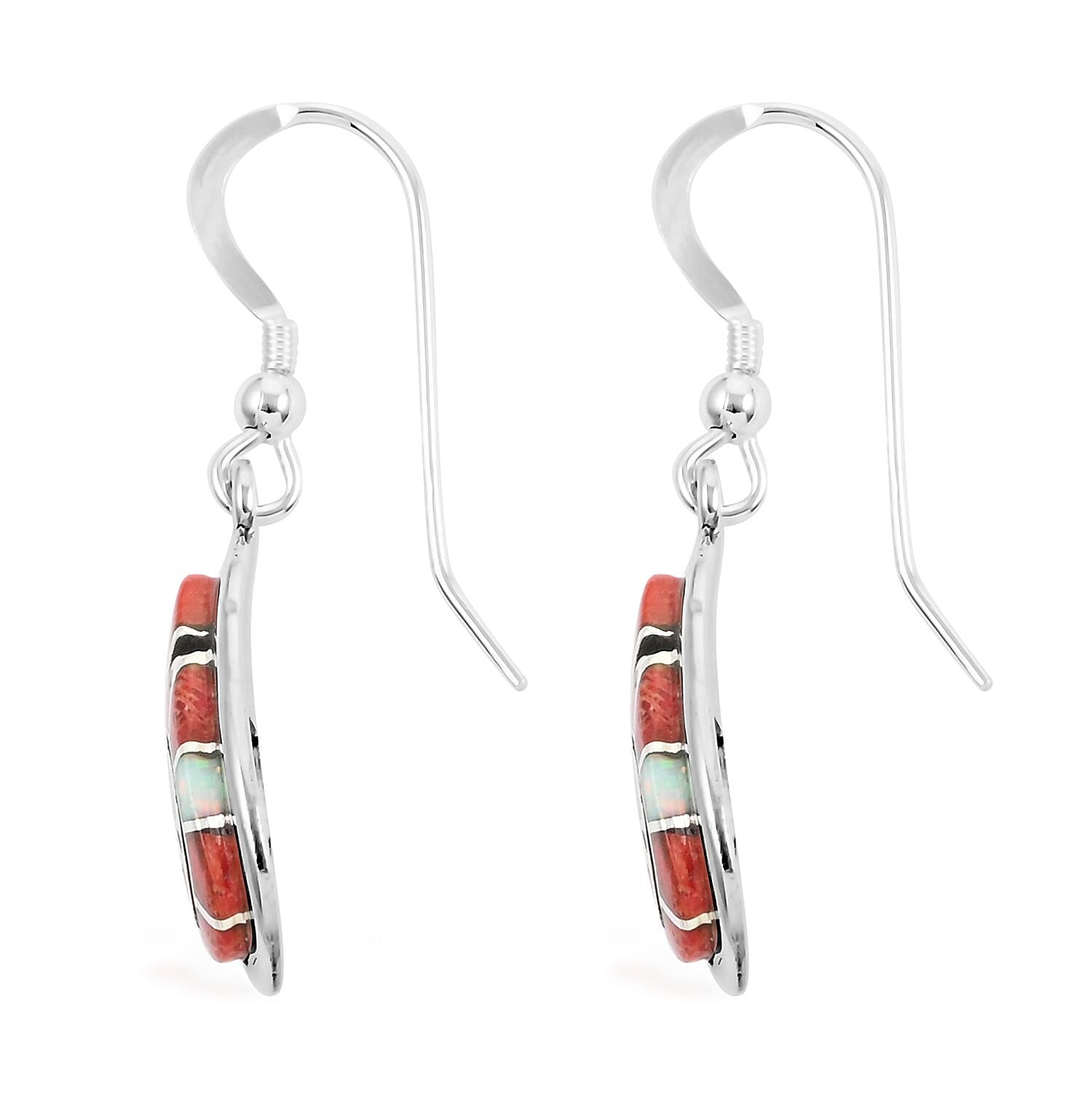 Santa Fe Style Enhanced Coral and Multi Gemstone Necklace 18-21 Inches and Earrings in Sterling Silver 65.00 ctw