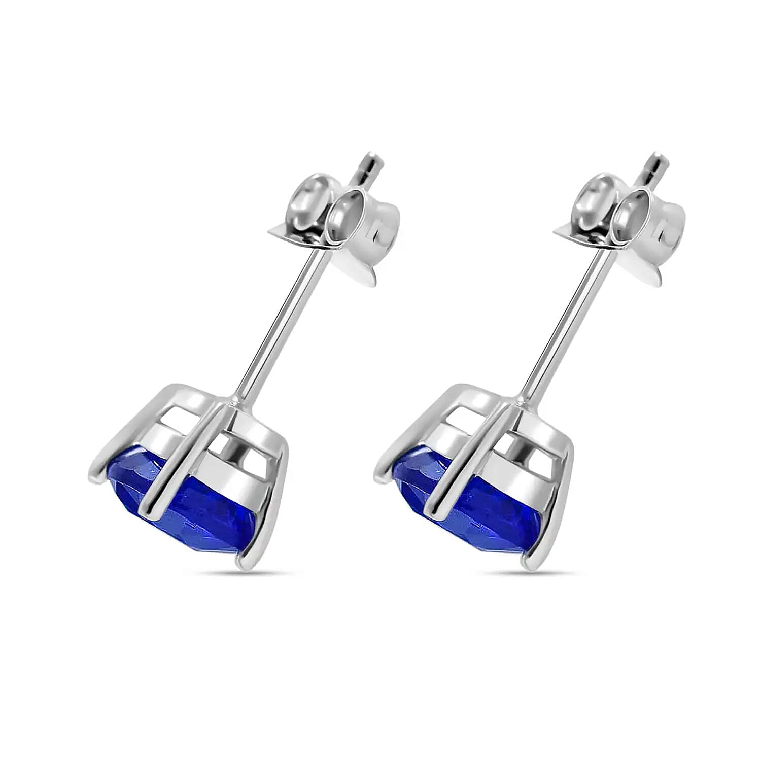 Tanzanian Blue Spinel (DF) Solitaire Stud Earrings, Ring (Size 5.00) and Pendant Necklace 18 Inches in Platinum Over Sterling Silver 5.10 ctw