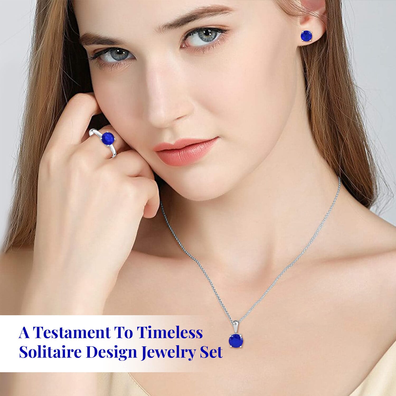 Buy Tanzanian Blue Spinel (DF) Solitaire Stud Earrings, Ring Buy Tanzanian Blue Spinel (DF) Solitaire Stud Earrings, Ring