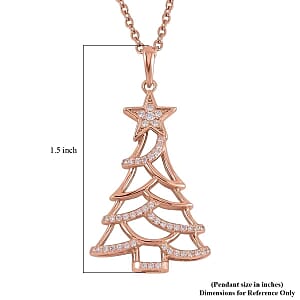 Simulated Diamond Pendant Necklace in 14K RG Over Sterling Silver (20 Inches)