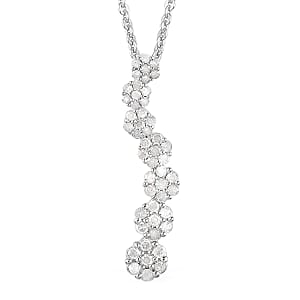 Diamond Pendant Necklace 20 Inches in Platinum Over Sterling Silver 0.50 ctw