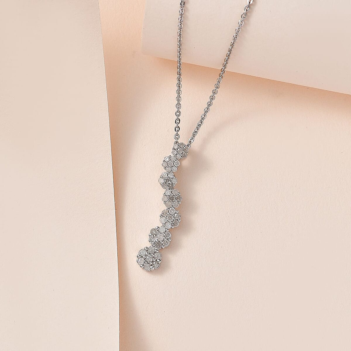 Diamond Pendant Necklace 20 Inches in Platinum Over Sterling Silver 0.50 ctw image number 1