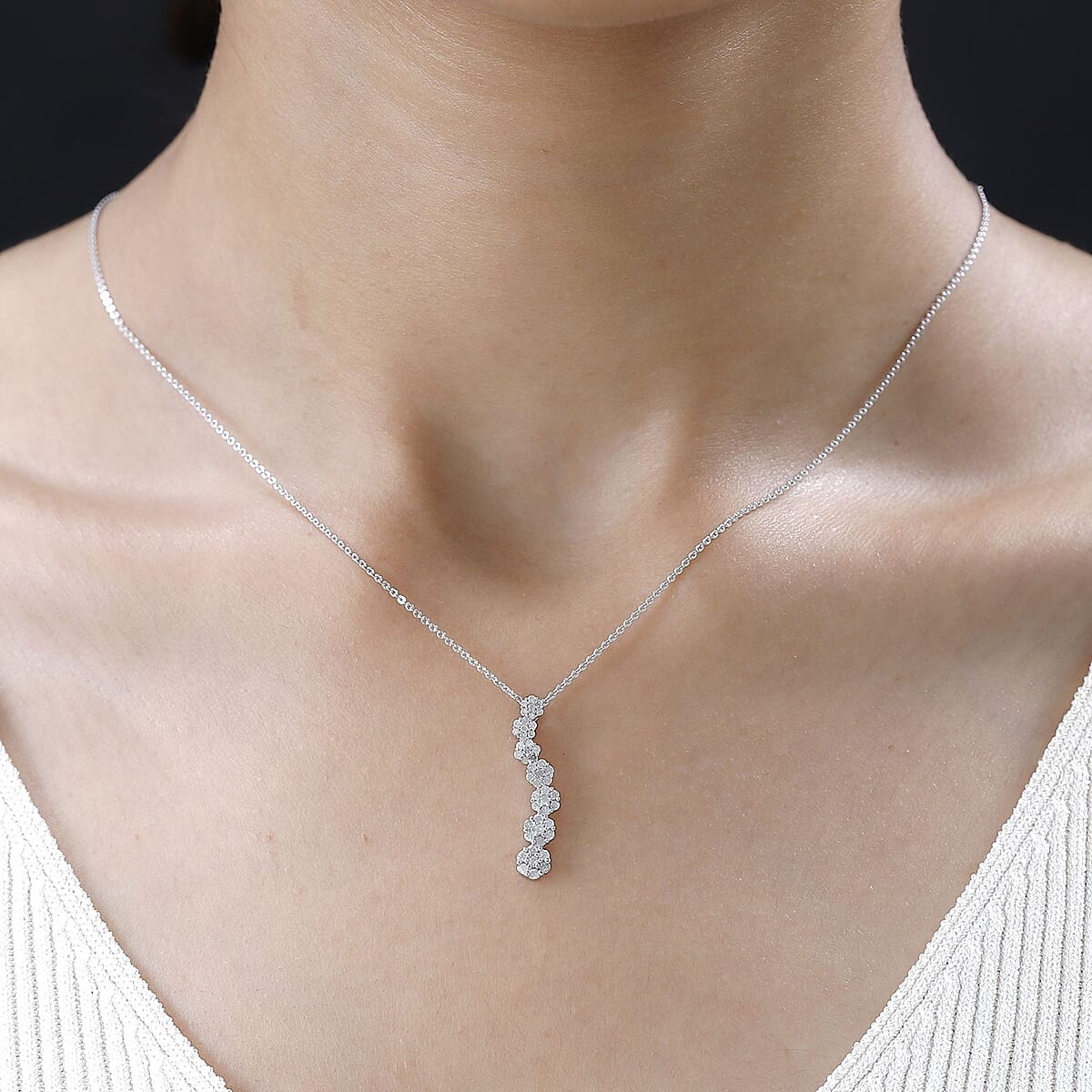 Diamond Pendant Necklace 20 Inches in Platinum Over Sterling Silver 0.50 ctw image number 2