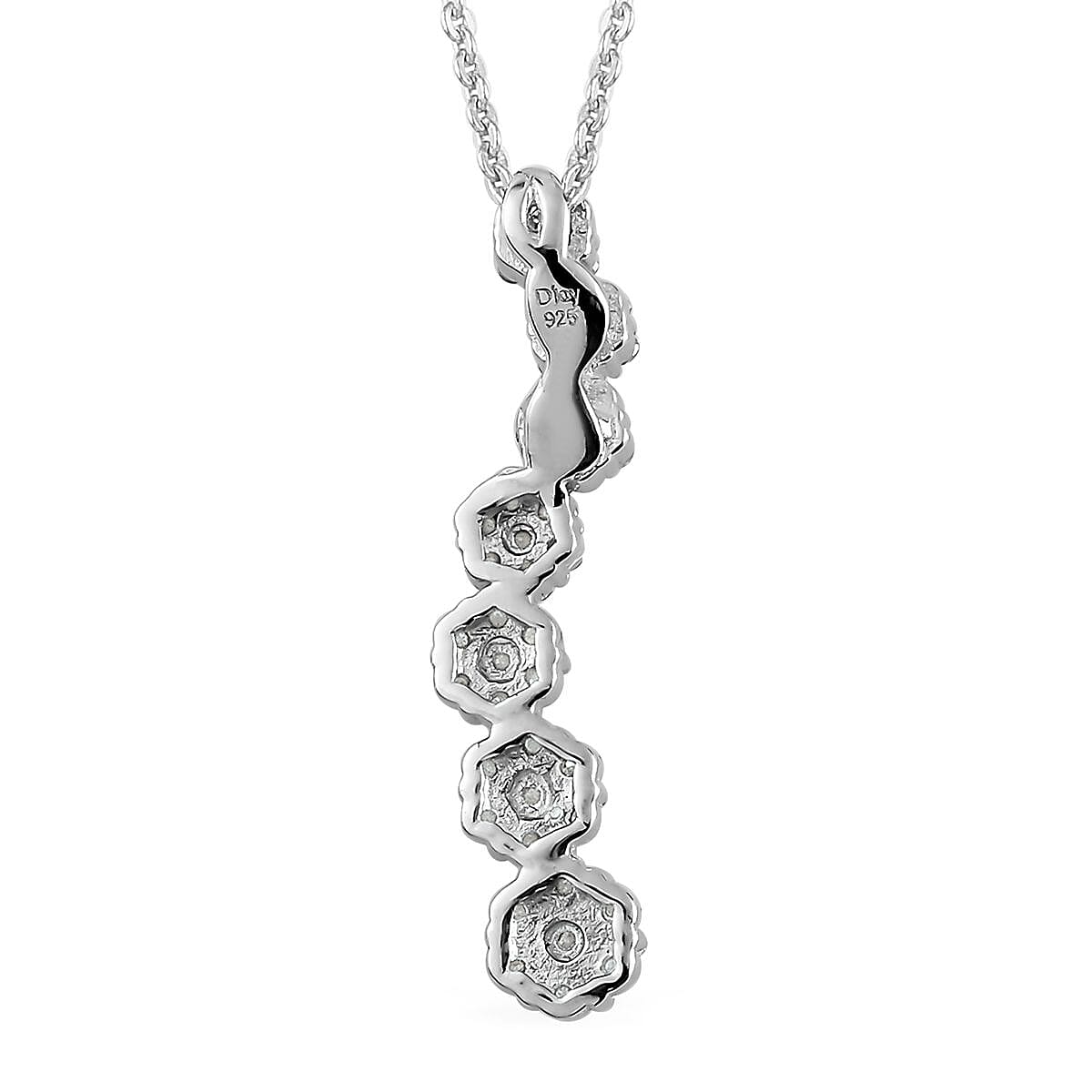 Diamond Pendant Necklace 20 Inches in Platinum Over Sterling Silver 0.50 ctw image number 4