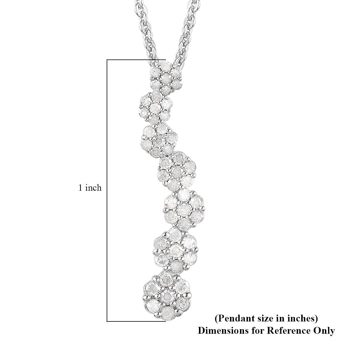 Diamond Pendant Necklace 20 Inches in Platinum Over Sterling Silver 0.50 ctw image number 5
