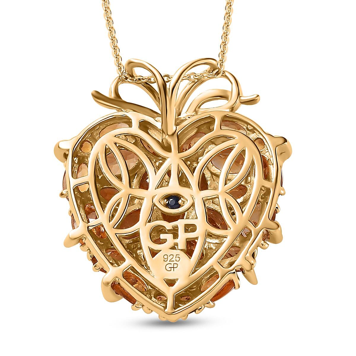 GP Amore Collection Premium Brazilian Citrine and White Zircon Heart Pendant Necklace 20 Inches in Vermeil Yellow Gold Over Sterling Silver 7.35 ctw image number 4