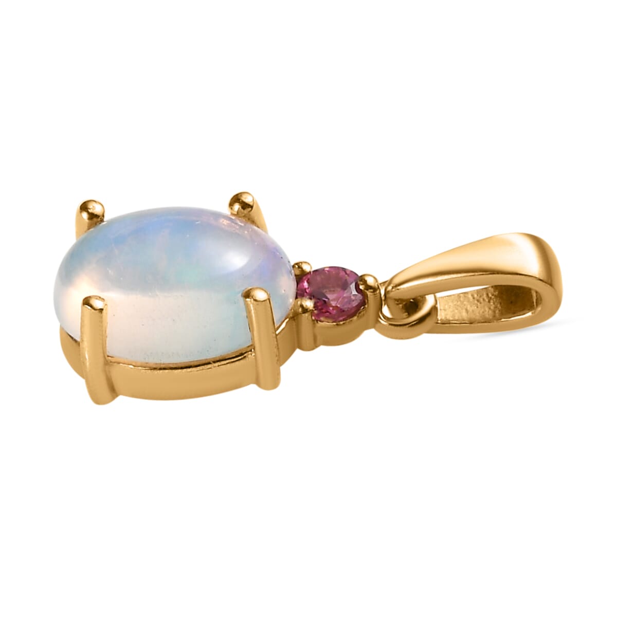Ethiopian Welo Opal, Ouro Fino Rubellite Ring (Size 5.0) and Pendant in Vermeil Yellow Gold Over Sterling Silver 2.35 ctw image number 8