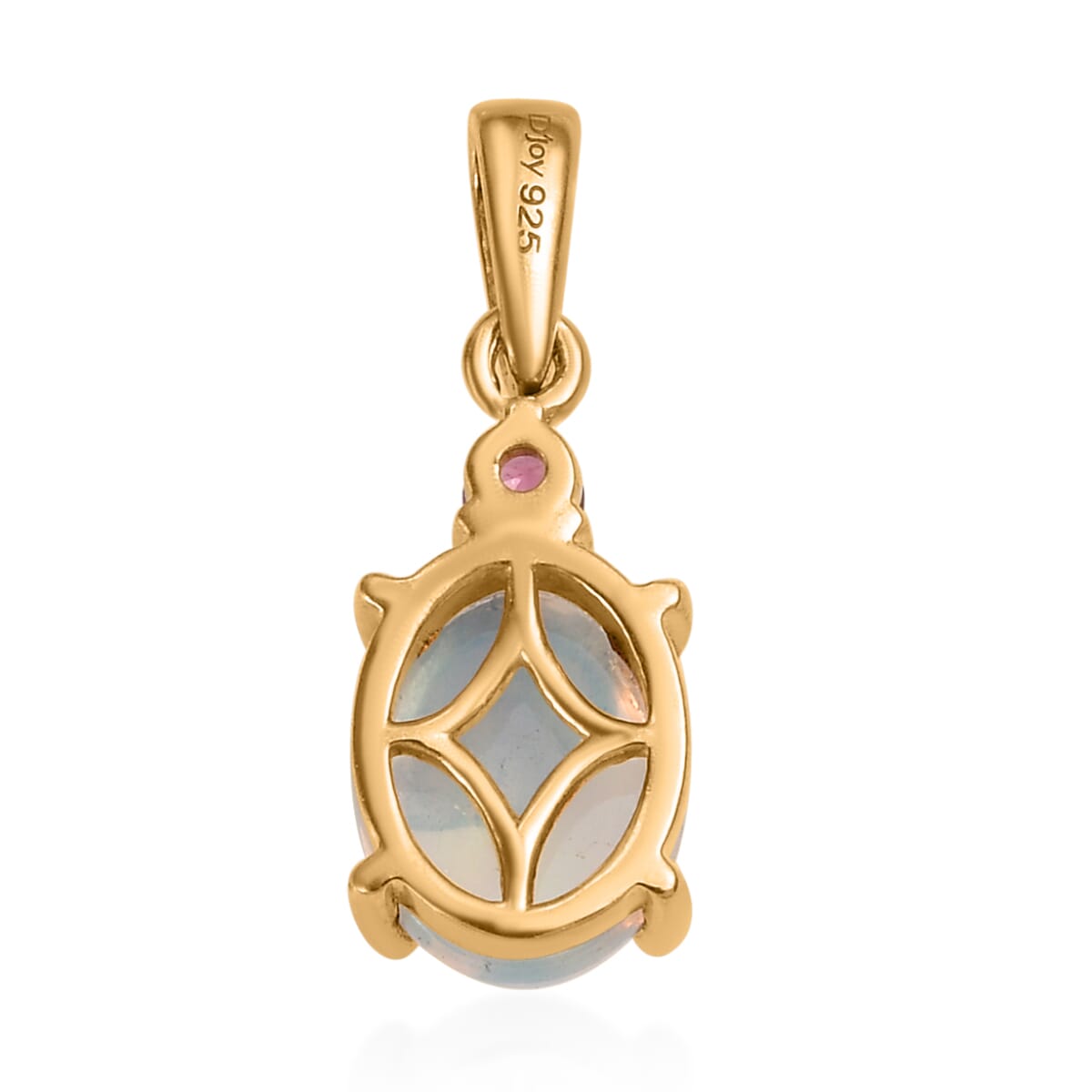 Ethiopian Welo Opal, Ouro Fino Rubellite Ring (Size 5.0) and Pendant in Vermeil Yellow Gold Over Sterling Silver 2.35 ctw image number 9