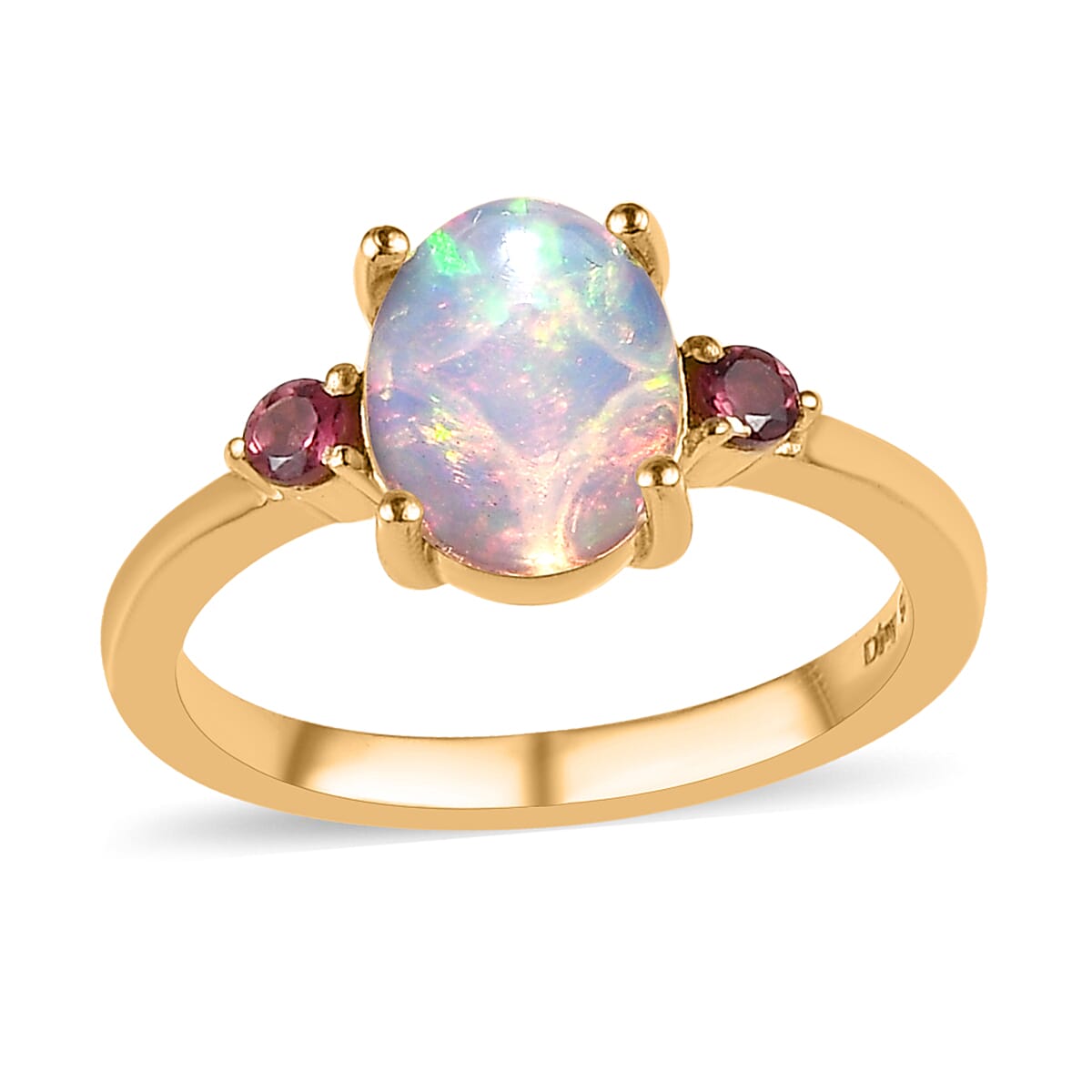Ethiopian Welo Opal, Ouro Fino Rubellite Ring (Size 11.0) and Pendant in Vermeil Yellow Gold Over Sterling Silver 2.35 ctw image number 4