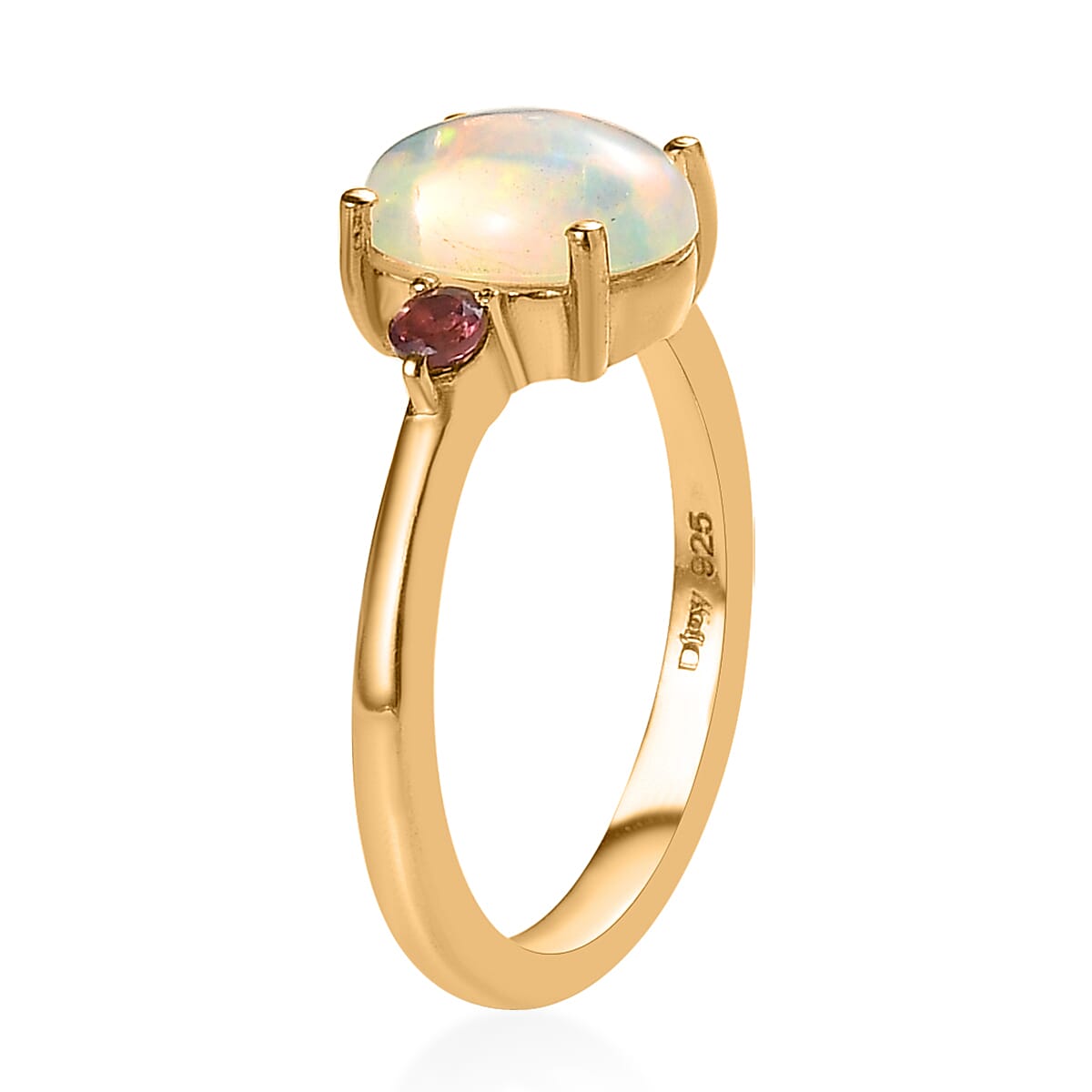Ethiopian Welo Opal, Ouro Fino Rubellite Ring (Size 11.0) and Pendant in Vermeil Yellow Gold Over Sterling Silver 2.35 ctw image number 5
