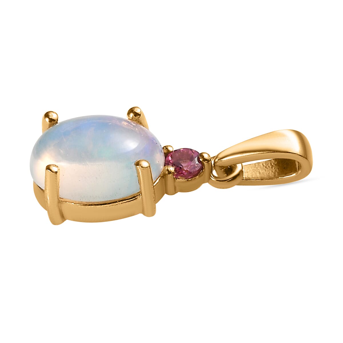Ethiopian Welo Opal, Ouro Fino Rubellite Ring (Size 11.0) and Pendant in Vermeil Yellow Gold Over Sterling Silver 2.35 ctw image number 8