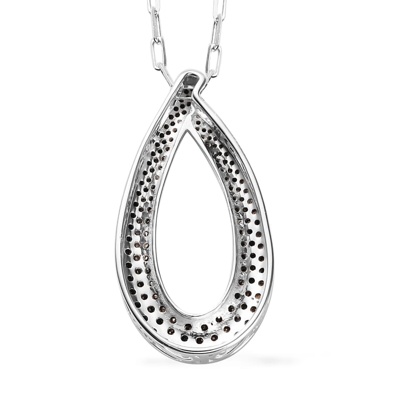 Thai Black Spinel 1.80 ctw Pendant Necklace in Rhodium Over Sterling Silver 18 Inches