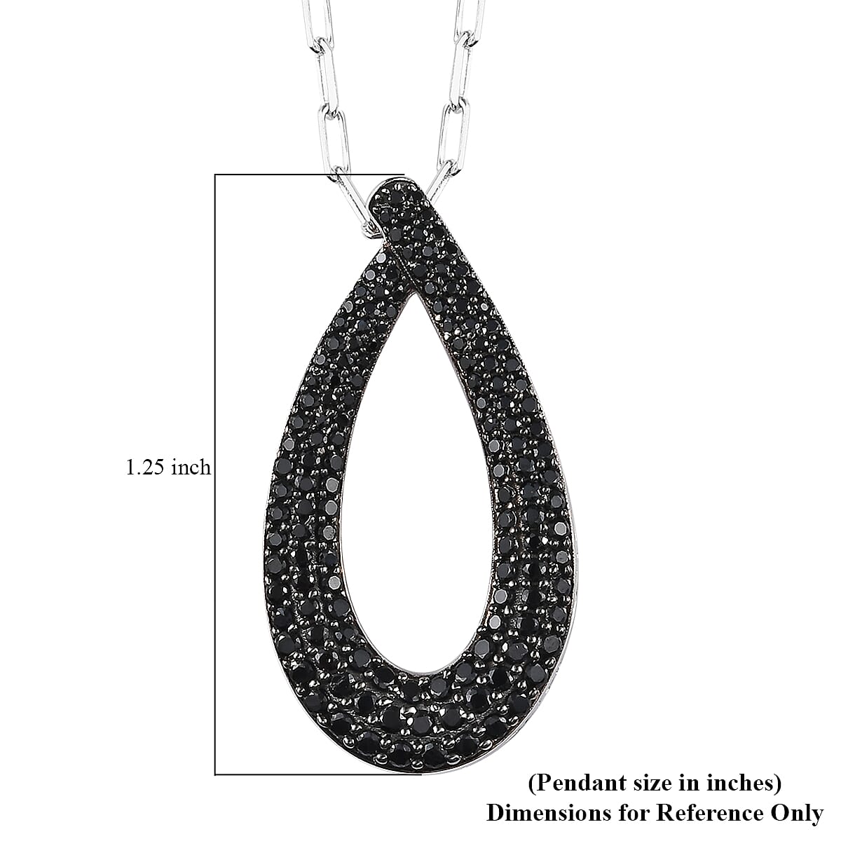 Thai Black Spinel 1.80 ctw Pendant Necklace in Rhodium Over Sterling Silver 18 Inches