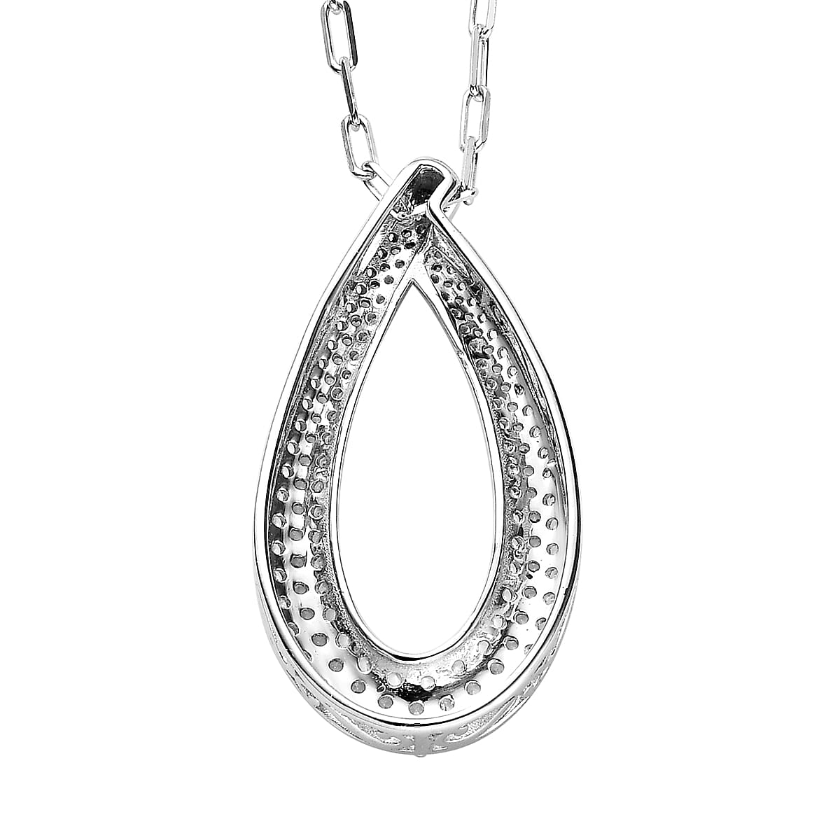 White Zircon 1.85 ctw Pendant Necklace in Rhodium Over Sterling Silver 18 Inches