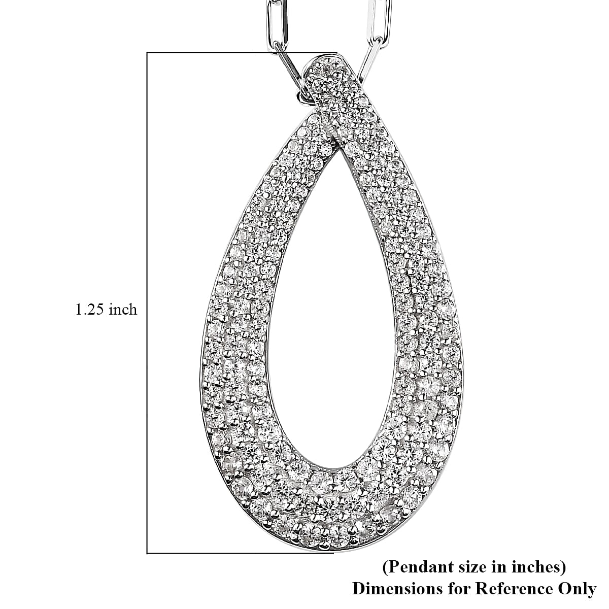White Zircon 1.85 ctw Pendant Necklace in Rhodium Over Sterling Silver 18 Inches