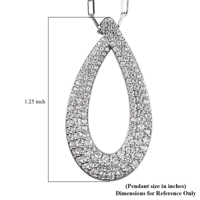 White Zircon 1.85 ctw Pendant Necklace in Rhodium Over Sterling Silver 18 Inches