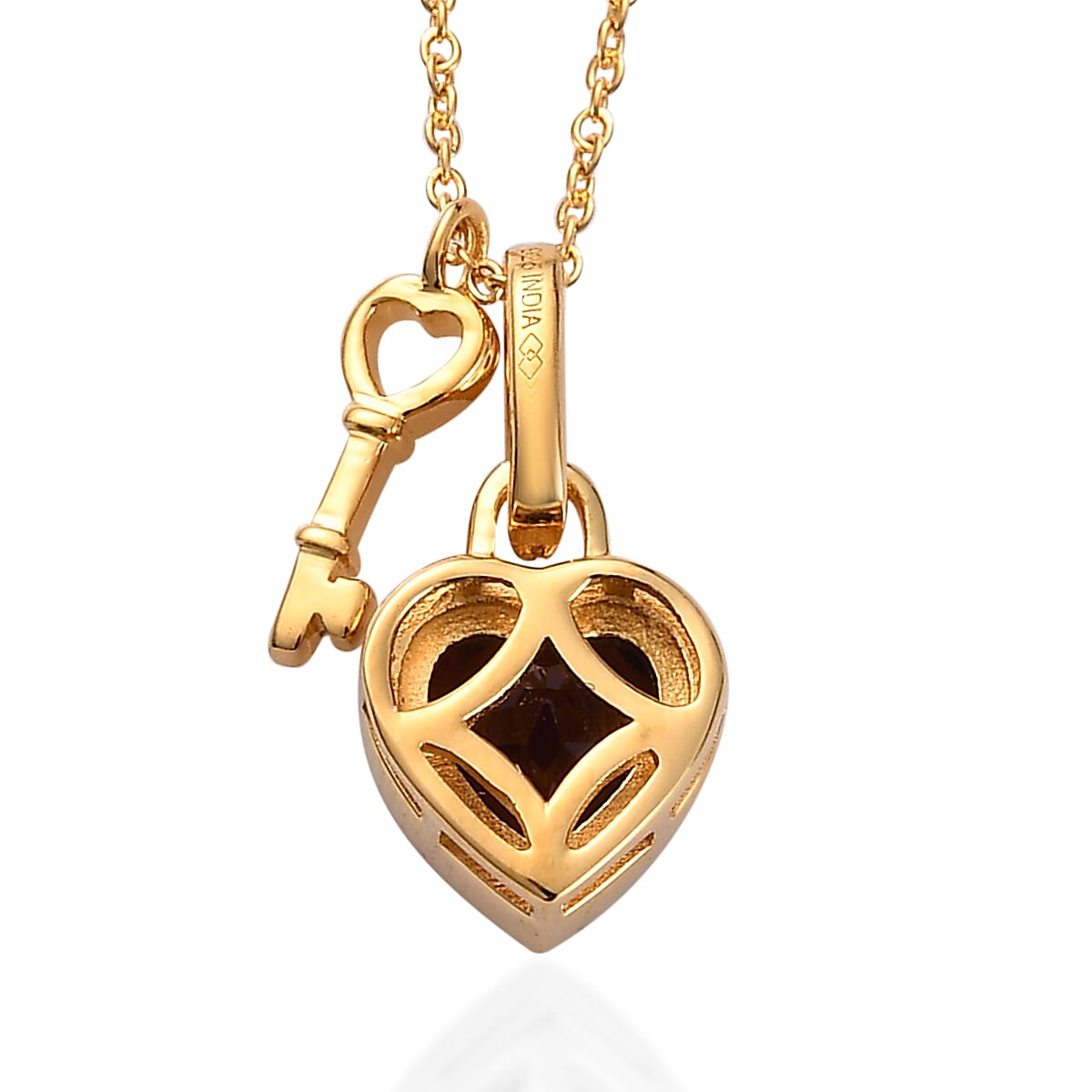 Premium Mozambique Garnet and White Zircon 1.30 ctw Pendant Necklace in 18K Vermeil Yellow Gold Over Sterling Silver 20 Inches