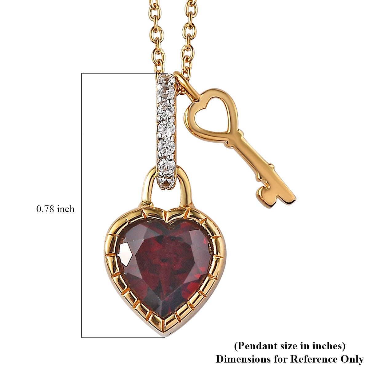 Premium Mozambique Garnet and White Zircon 1.30 ctw Pendant Necklace in 18K Vermeil Yellow Gold Over Sterling Silver 20 Inches