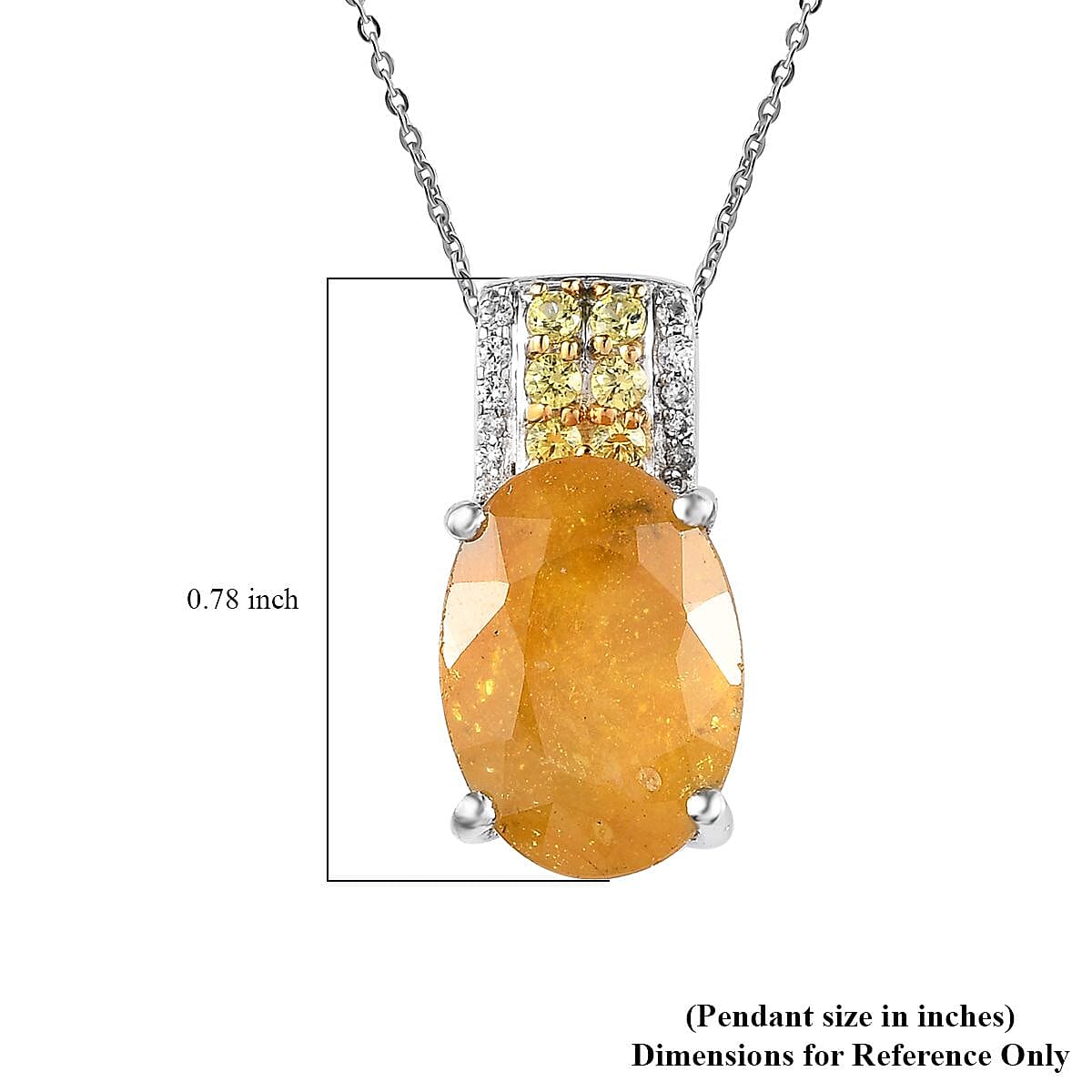 Yellow Sapphire (FF) and Multi Gemstone Pendant Necklace 20 Inches in Platinum Over Sterling Silver 12.20 ctw