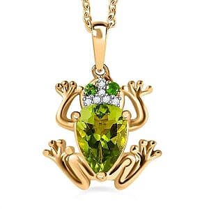 Peridot and Multi Gemstone Pendant 2.14 ctw Necklace in Vermeil YG Over Sterling Silver 18 Inches