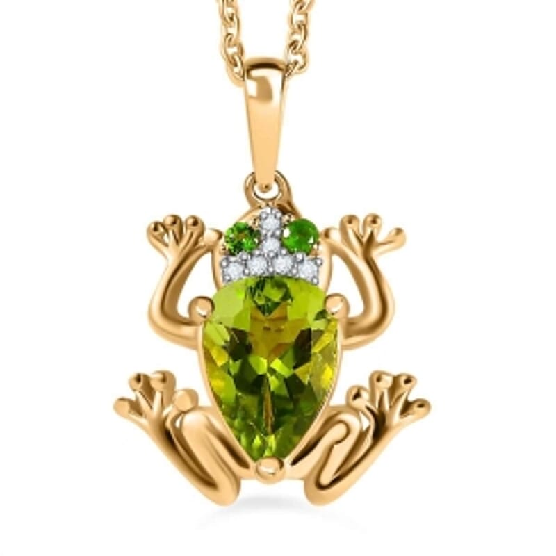 Peridot and Multi Gemstone Pendant 2.14 ctw Necklace in Vermeil YG Over Sterling Silver 18 Inches