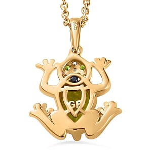 Peridot and Multi Gemstone Pendant 2.14 ctw Necklace in Vermeil YG Over Sterling Silver 18 Inches
