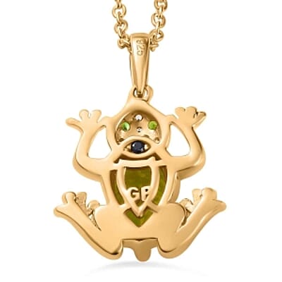 Peridot and Multi Gemstone Pendant 2.14 ctw Necklace in Vermeil YG Over Sterling Silver 18 Inches