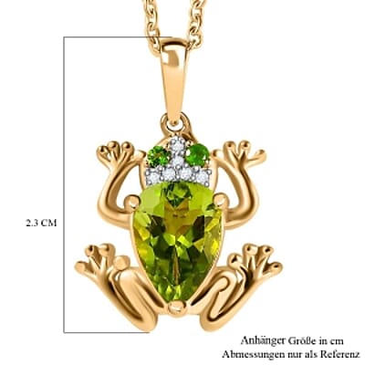 Peridot and Multi Gemstone Pendant 2.14 ctw Necklace in Vermeil YG Over Sterling Silver 18 Inches