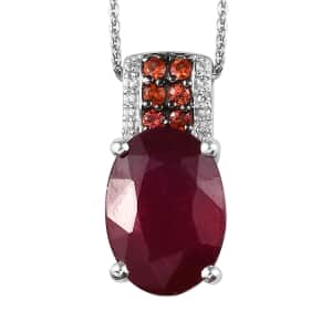 Niassa Ruby (FF) and Multi Gemstone Pendant Necklace 20 Inches in Platinum Over Sterling Silver 9.75 ctw