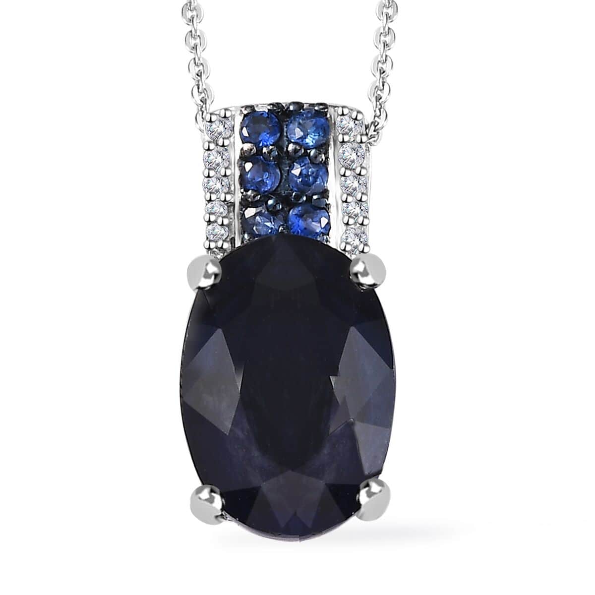 Masoala Sapphire (D) and Multi Gemstone Pendant Necklace 20 Inches in Platinum Over Sterling Silver 10.75 ctw image number 0