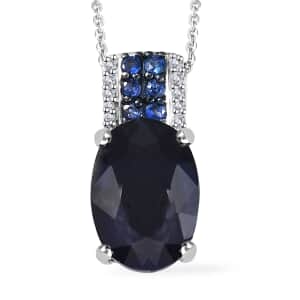 Masoala Sapphire (D) and Multi Gemstone Pendant Necklace 20 Inches in Platinum Over Sterling Silver 10.75 ctw