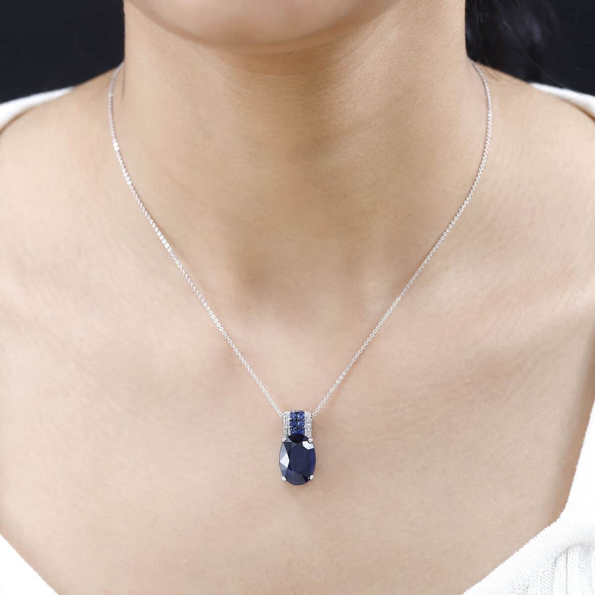 Masoala Sapphire (D) and Multi Gemstone Pendant Necklace 20 Inches in Platinum Over Sterling Silver 10.75 ctw image number 2