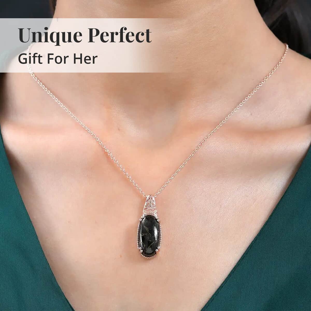 Matrix Silver Shungite Pendant in 14K Rose Gold Over Copper with Magnet and Stainless Steel Necklace 20 Inches 8.40 ctw image number 5