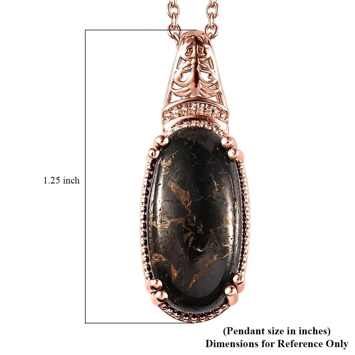 Matrix Silver Shungite Pendant in 14K Rose Gold Over Copper with Magnet and Stainless Steel Necklace 20 Inches 8.40 ctw image number 6