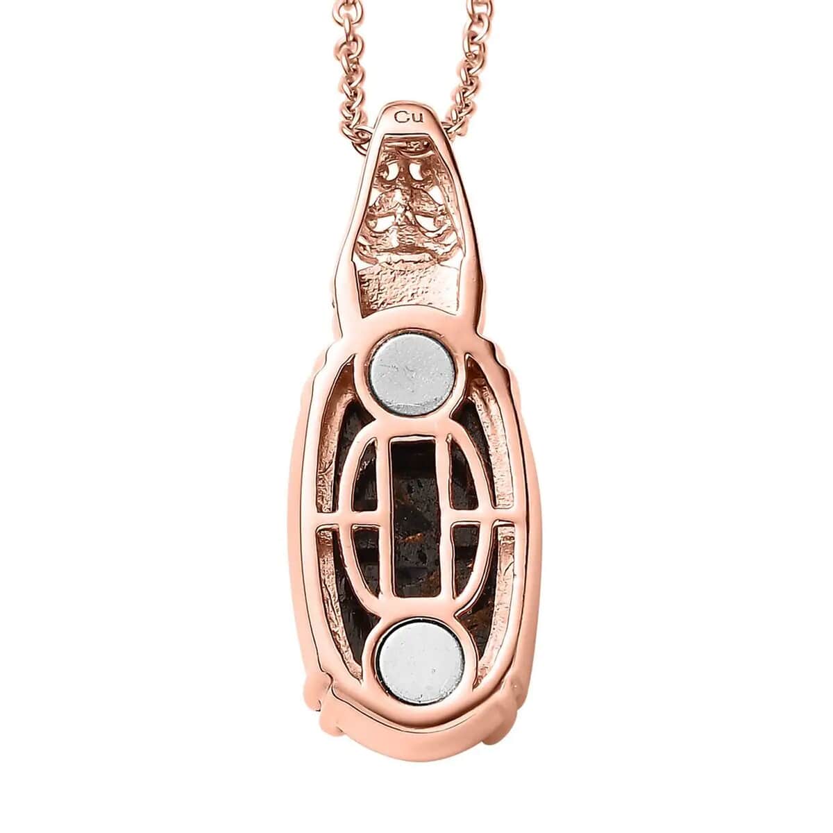 Matrix Silver Shungite Pendant in 14K Rose Gold Over Copper with Magnet and Stainless Steel Necklace 20 Inches 8.40 ctw image number 7