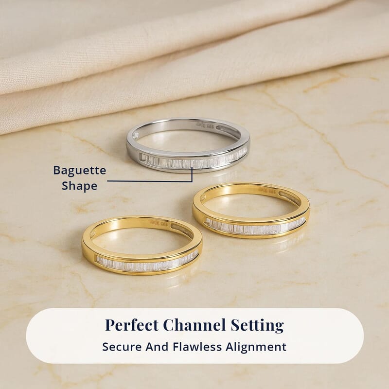 Diamond Set of 3 Ring in Vermeil Yellow Gold and Platinum Over Sterling Silver (Size 8.0) 0.50 ctw