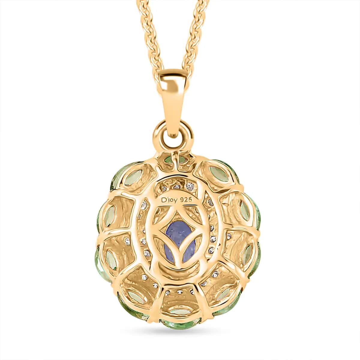 AAA Tanzanite and Multi Gemstone Pendant Necklace 20 Inches in Vermeil Yellow Gold Over Sterling Silver 1.85 ctw image number 8