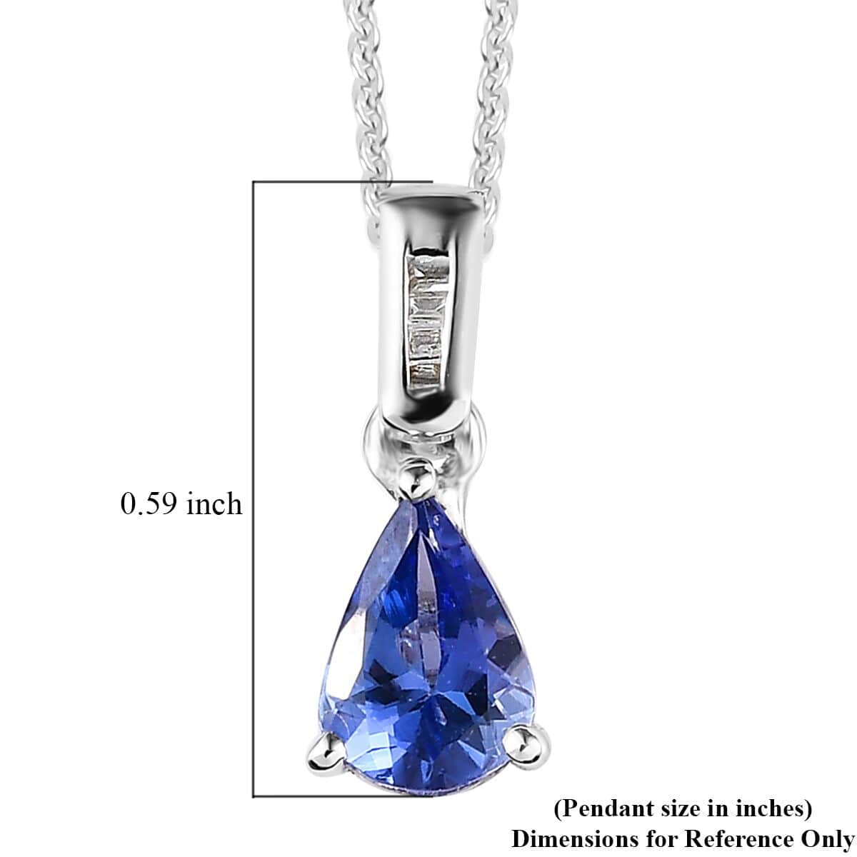 AAA Tanzanite and Diamond Drop Pendant Necklace 20 Inches in Platinum Over Sterling Silver 0.75 ctw image number 6