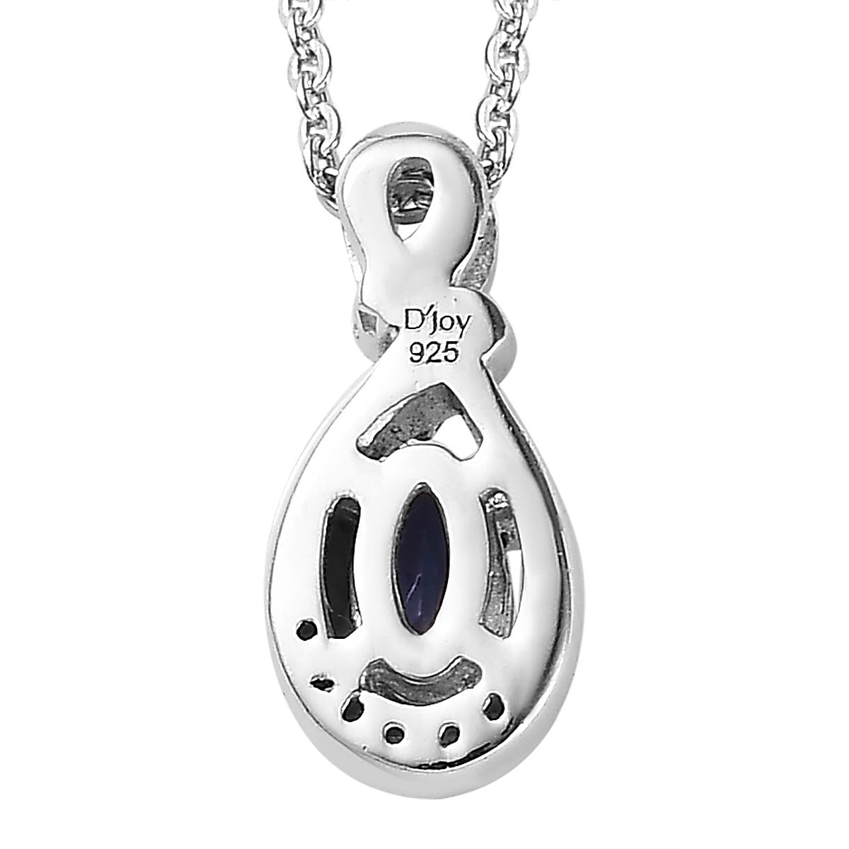 AAA Tanzanite and White Zircon Pendant Necklace 20 Inches in Platinum Over Sterling Silver 0.35 ctw image number 4
