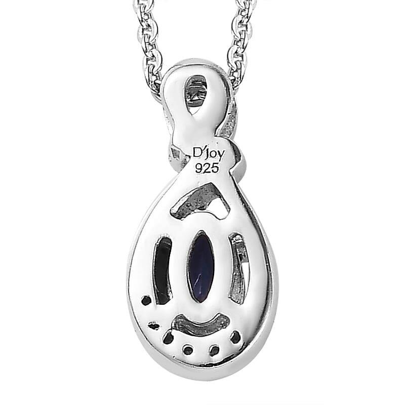 AAA Tanzanite and White Zircon Pendant Necklace 20 Inches in Platinum Over Sterling Silver 0.35 ctw