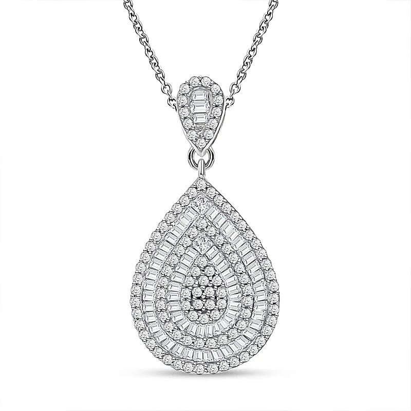 Diamond 1.00 ctw Pendant Necklace in Platinum Over Sterling Silver 18 Inches