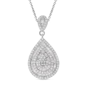 Ankur's Treasure Chest Diamond Pendant Necklace 18 Inches in Platinum Over Sterling Silver 1.00 ctw