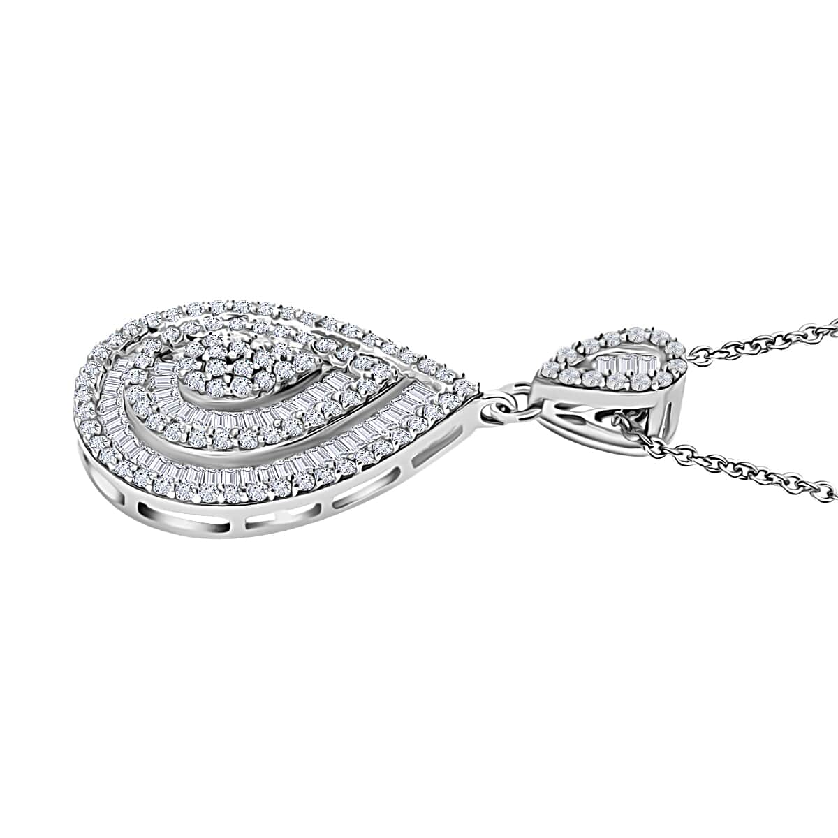 Ankur's Treasure Chest Diamond Pendant Necklace 18 Inches in Platinum Over Sterling Silver 1.00 ctw image number 2