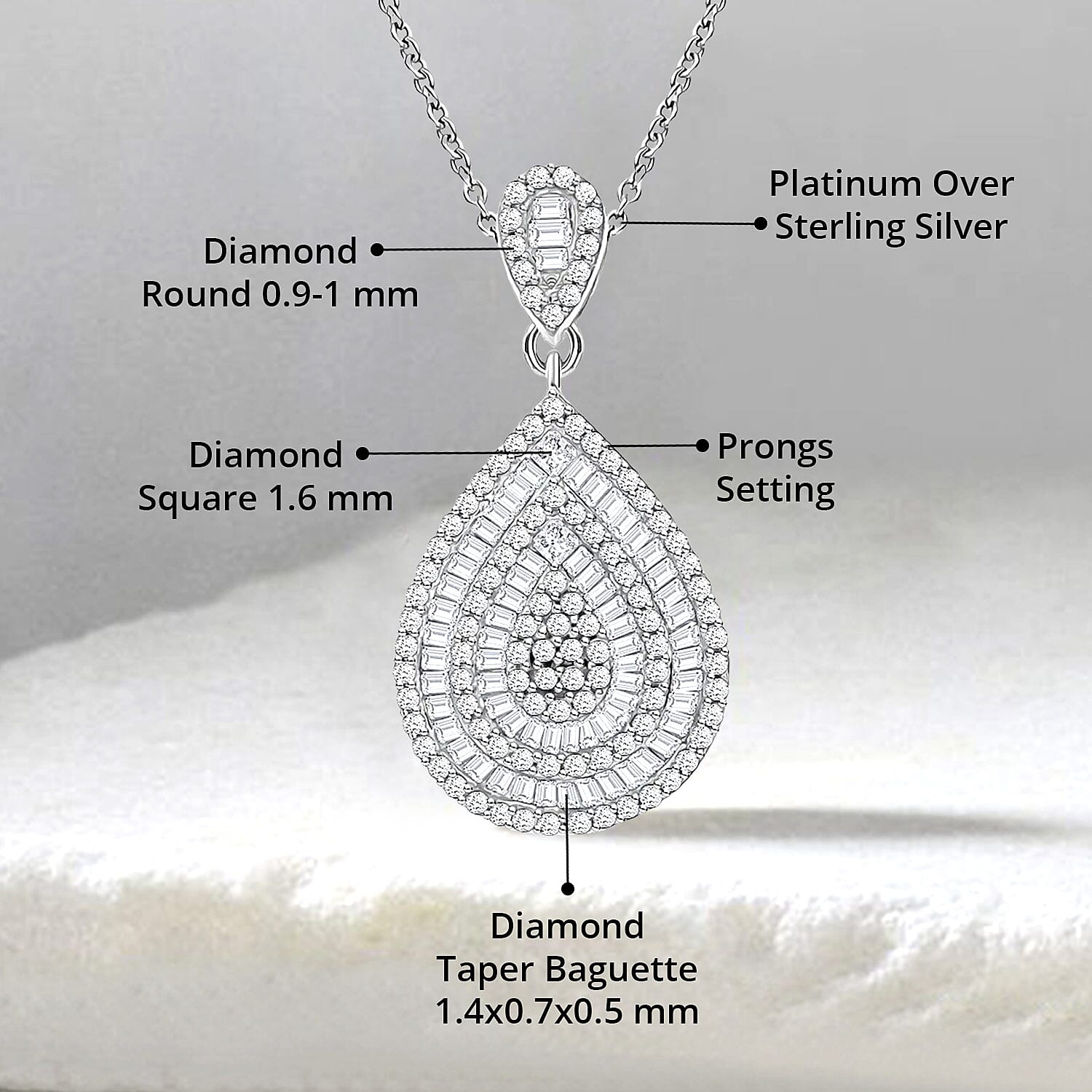 Diamond 1.00 ctw Pendant Necklace in Platinum Over Sterling Silver 18 Inches
