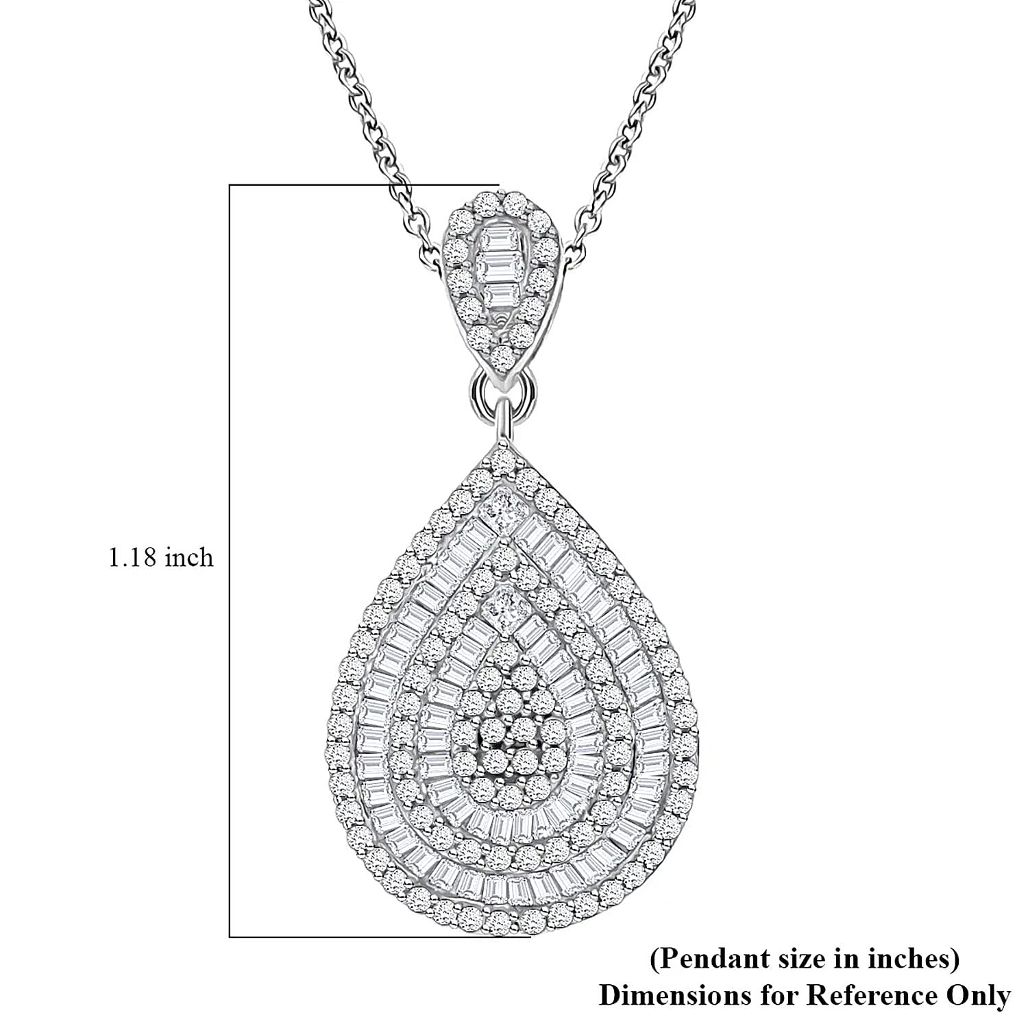 Diamond 1.00 ctw Pendant Necklace in Platinum Over Sterling Silver 18 Inches