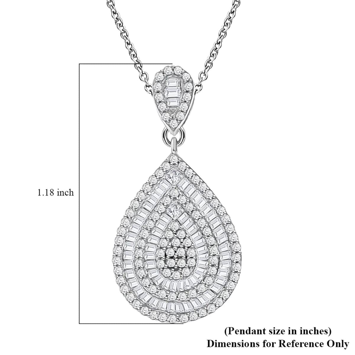 Diamond 1.00 ctw Pendant Necklace in Platinum Over Sterling Silver 18 Inches image number 6