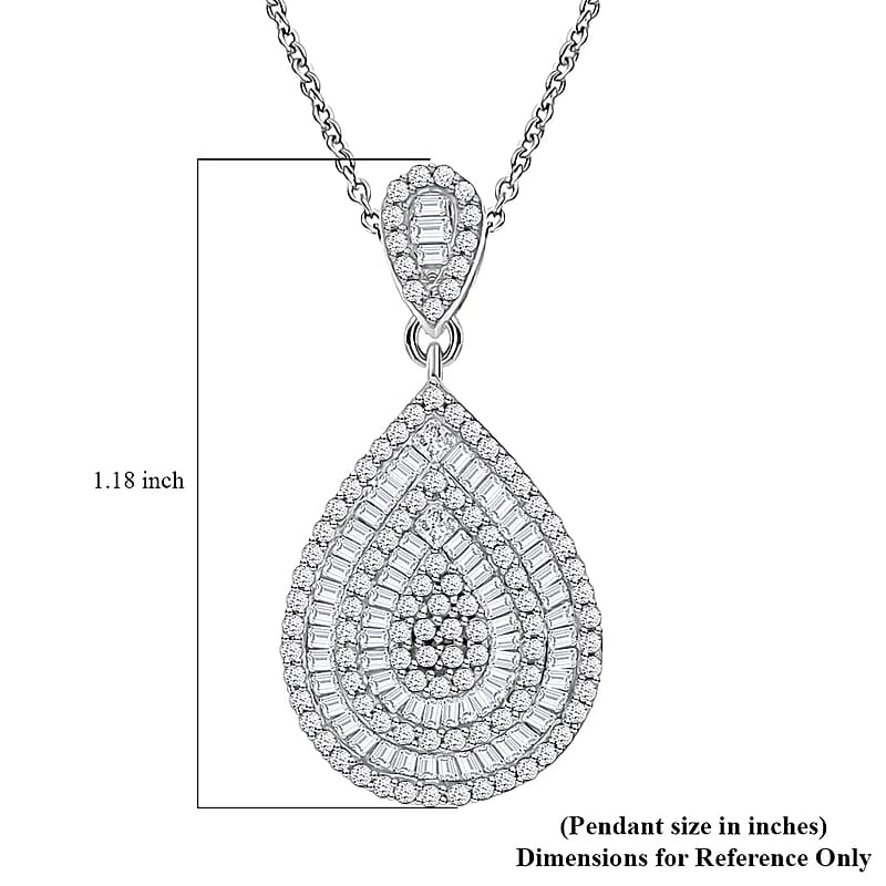 Diamond 1.00 ctw Pendant Necklace in Platinum Over Sterling Silver 18 Inches