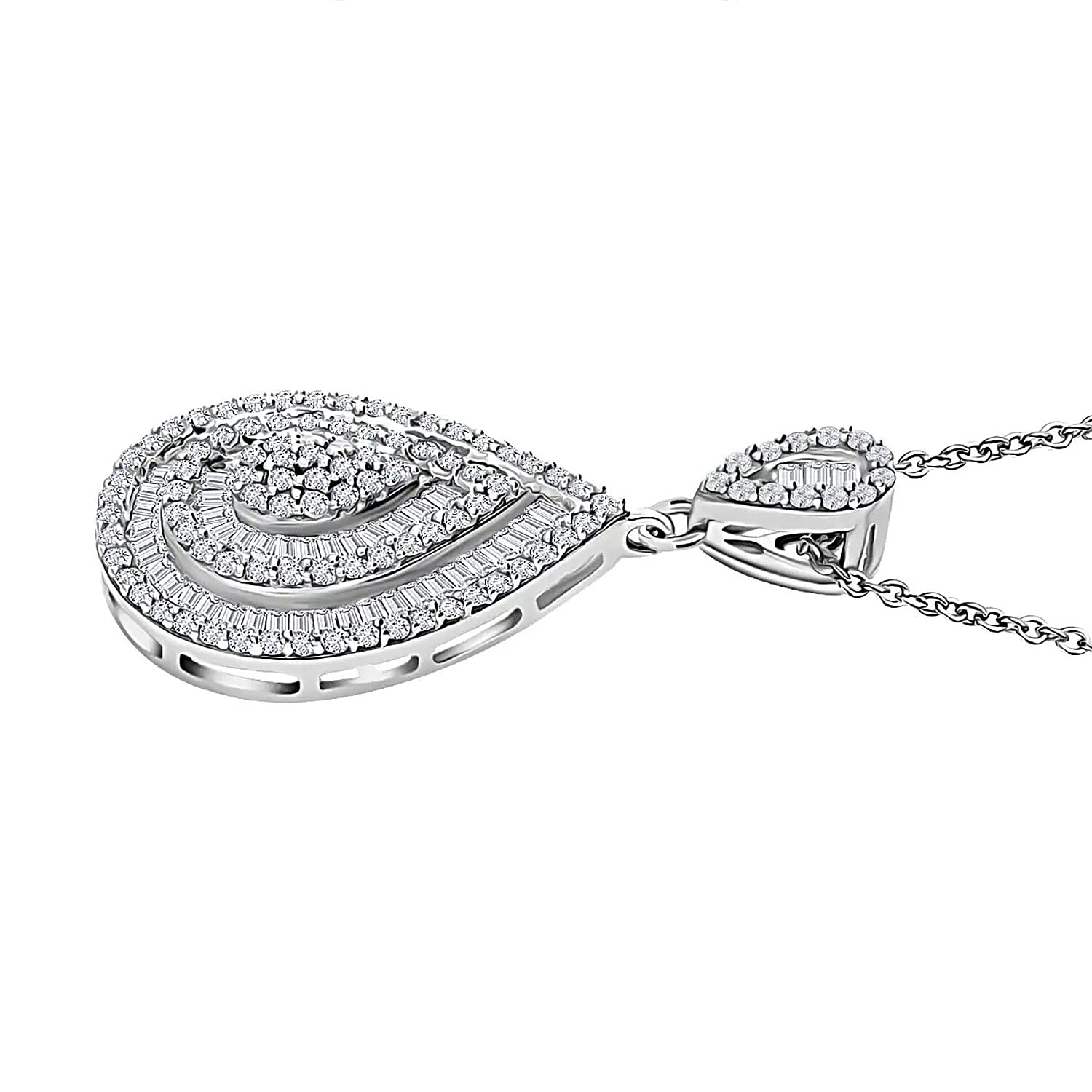 Diamond 1.00 ctw Pendant Necklace in Platinum Over Sterling Silver 18 Inches